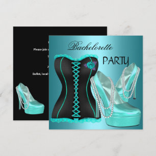 Convite Sapatos de salto alto azul turquesa para despedida