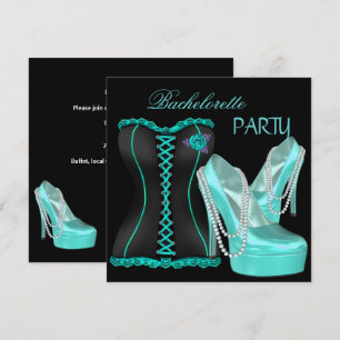 Convite Sapatos de salto alto azul turquesa para despedida