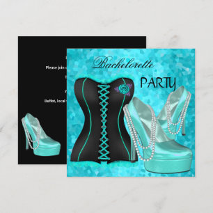 Convite Sapatos de salto alto azul turquesa para despedida