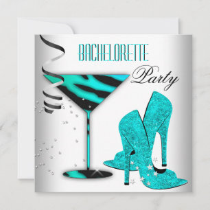 Convite Sapatos de salto alto branco Teal Bachelorette
