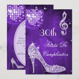 Convite Sapatos de salto alto brilhantes bola de discoteca