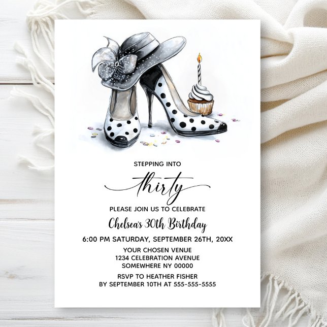Convite Sapatos de Salto Alto com Bolinhas para Aniversári (Criador carregado)