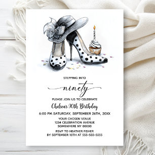 Convite Sapatos de Salto Alto com Bolinhas para Aniversári