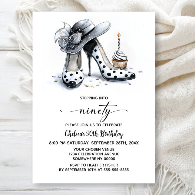 Convite Sapatos de Salto Alto com Bolinhas para Aniversári (Criador carregado)