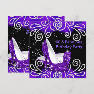 Convite Sapatos de Salto Alto com Purpurina Roxo Fabuloso 