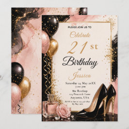 Convite Sapatos de Salto Alto de Aniversário de 21 Anos Bl