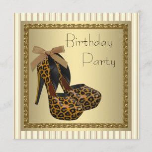 Convite Sapatos de Salto Alto Dourados de Mulher Onça de A