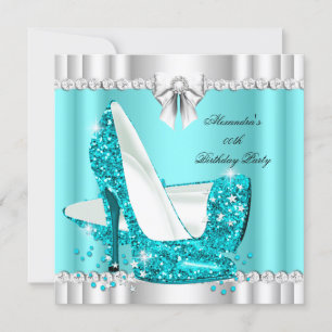Convite Sapatos de Salto Alto Elegantes com Brilho Azul Tu