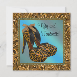 Convite Sapatos de Salto Alto Feminino Onça Dourado Aniver
