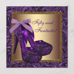 Convite Sapatos de Salto Alto Feminino Roxo Festa de Anive