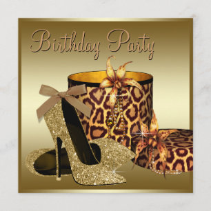 Convite Sapatos de Salto Alto Pérolas Preto Dourado Aniver