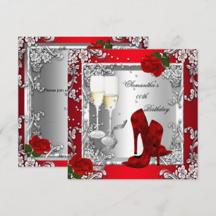 Convite Sapatos de salto alto prateado rosa vermelho para 