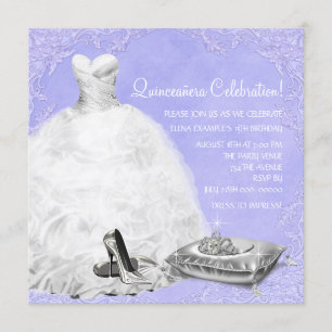 Convite Sapatos de salto alto Quinceanera Princesa Roxa