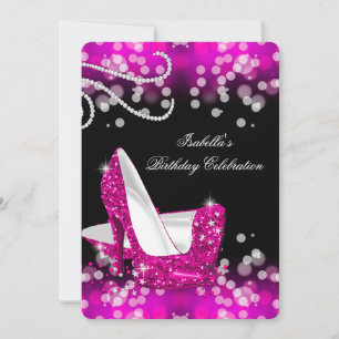 Convite Sapatos de salto alto rosa brilhante diamantes ani