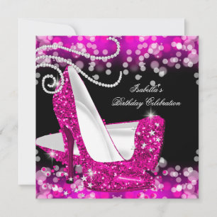 Convite Sapatos de salto alto rosa brilhante diamantes ani