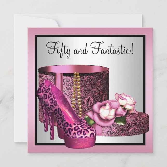 Convite Sapatos de Salto Alto Rosa de Leopardo para Mulher (Frente)