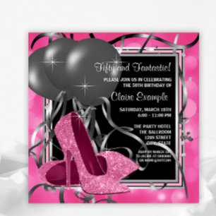 Convite Sapatos de Salto Alto Rosa Elegantes para Aniversá