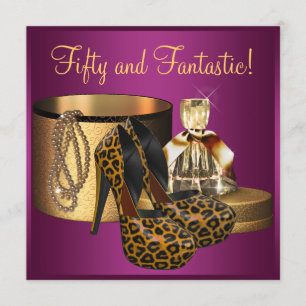 Convite Sapatos de Salto Alto Rosa Leopardo Mulheres 50 An