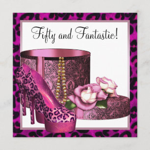 Convite Sapatos de salto alto rosa para mulheres Leopard 5
