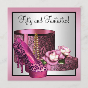 Convite Sapatos de salto alto rosa para mulheres Leopard 5