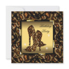 Sapatos de Salto Alto Selvagem Dourado Leopardo Fe