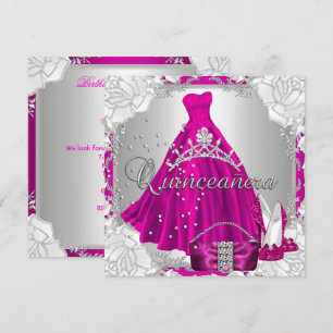 Convite Sapatos de vestido rosa para Quinceanera 15 anos