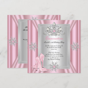 Convite Sapatos Rosa Claro de Salto Alto para Aniversário 