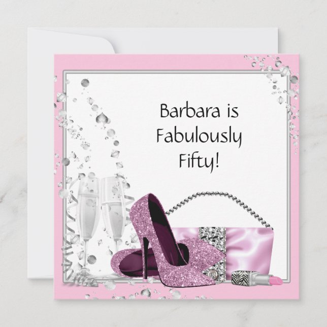 Convite Sapatos Saltos Altos Champanhe Rosa e Preto Aniver (Frente)