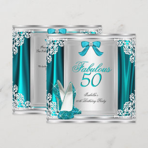 Convite Sapatos Teal para Festa de 50 Anos de Idade Incrív