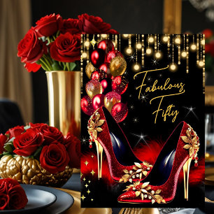 Convite Sapatos Vermelhos com Purpurina Fabulosos Balões d