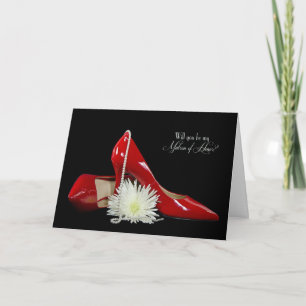 Convite Sapatos vermelhos de pedido de Matrona de Honra