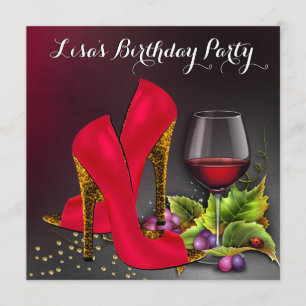 Convite Sapatos Vermelhos de Salto Alto Vinho Tinto Festa 