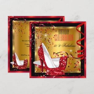 Convite Sapatos Vermelhos Espetaculares com Brilho e Salto