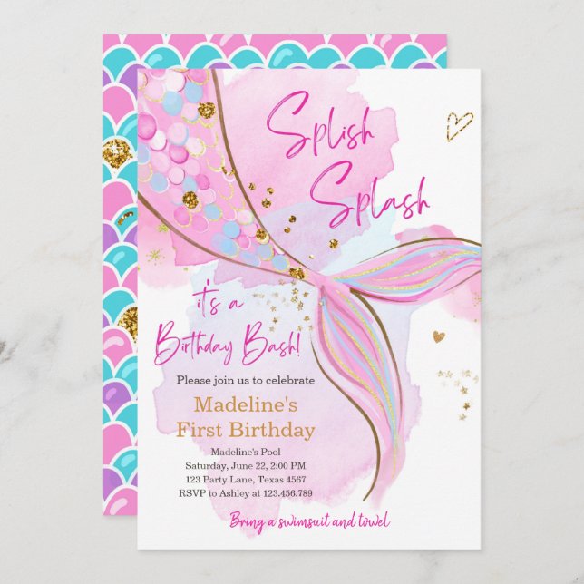 Convite Sapid Splash Piscina Festa De Noite Inv (Frente/Verso)