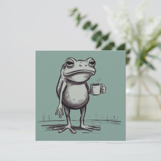 Convite Sapo Bebendo Meme de Café Sapo Místico Amante de S (Em pé/Frente)