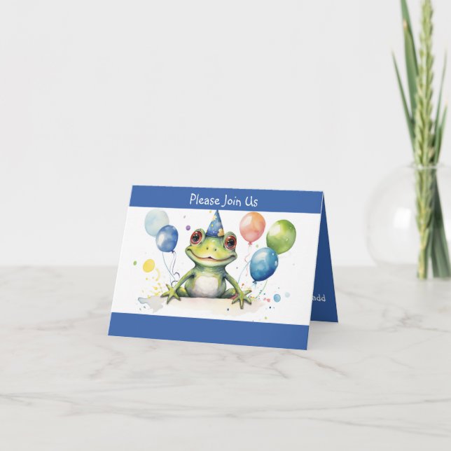 Convite Sapo de aniversário com balões (Frente)