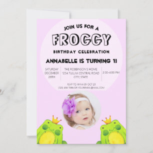 Convite Sapo de festa de primeiro aniversário