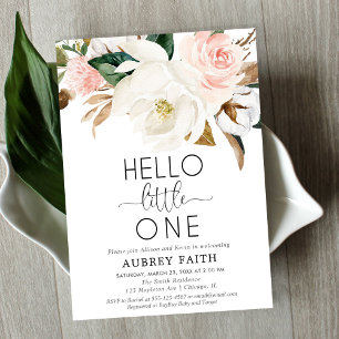 Convite Sapo de flores rústicas brancas para ver uma meni