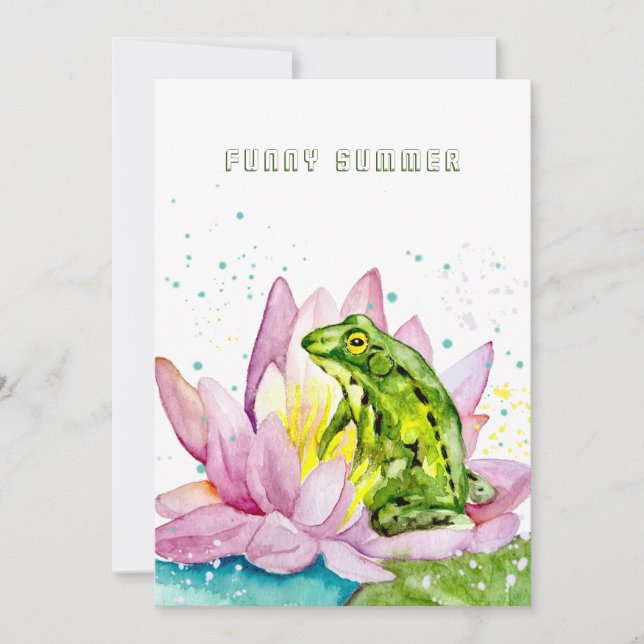 Convite Sapo engraçado num lótus (Frente)