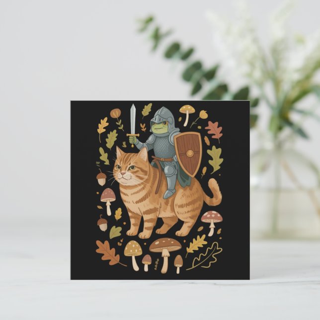 Convite Sapo Medieval em Gato Laranja Goblincore Coisas Es (Em pé/Frente)