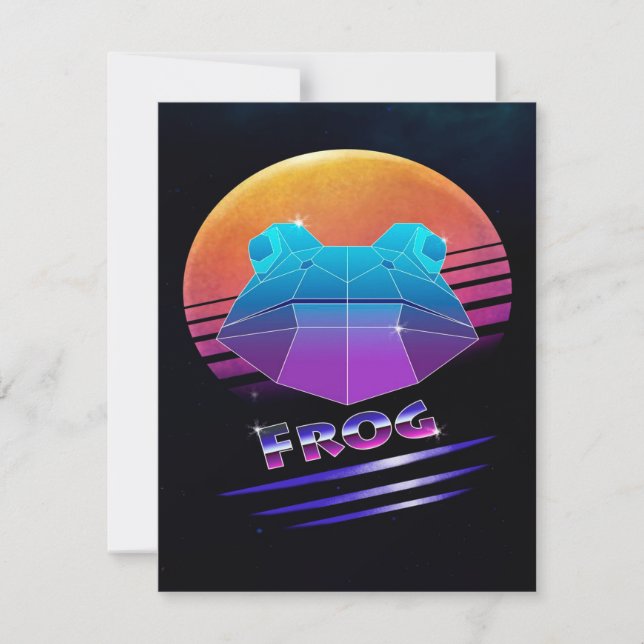 Convite Sapo Retro Synthwave Verde Amante de Animais Selva (Frente)