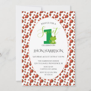 Convite Sapo Strawberry Primeira festa de aniversário Kawa