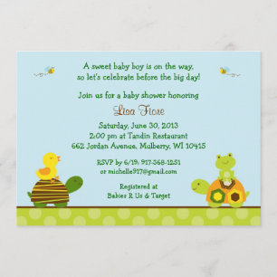 Convite Sapo Turtle Duck Baby Shower