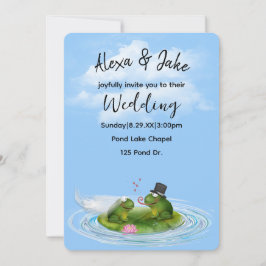 Convite Sapos de casamento em Lily Pad com Corações