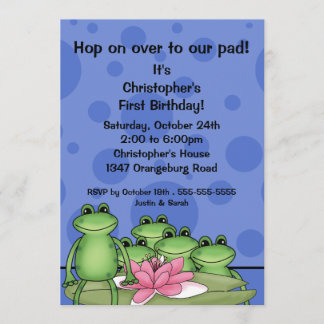 Convite Sapos giros no primeiro aniversario Lily Pad