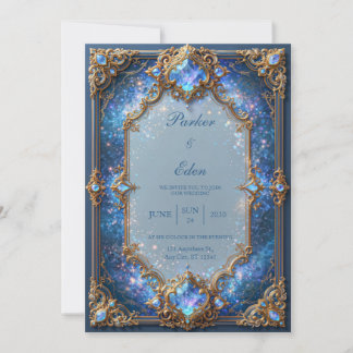 Convite Sapphire Galaxy Filigree Wedding