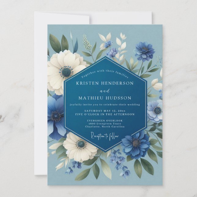 Convite Sapphire Poetic Bloom Wedding (Frente)