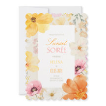 Sarau do Pôr do Sol Floral Elegante Laranja, Rosa 