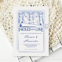 Convite Sardinhas Desenhadas à Mão Cheias de Amor Casament