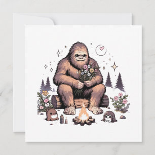 Convite Sasquatch Segurando Flores